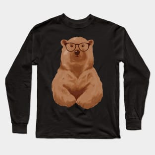 Bear with Glasses Wise Bear Clever Bear Smart Bear Hipster Bear Lover Shirt Long Sleeve T-Shirt
